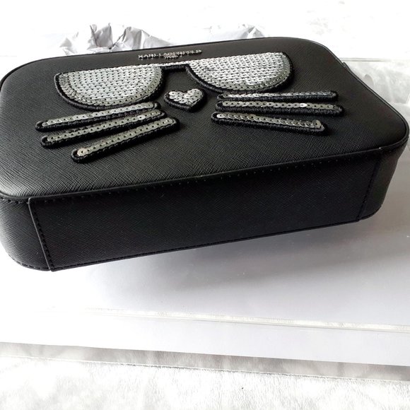 NWT Karl Lagerfeld black sequin crossbody handbag - Picture 5 of 11
